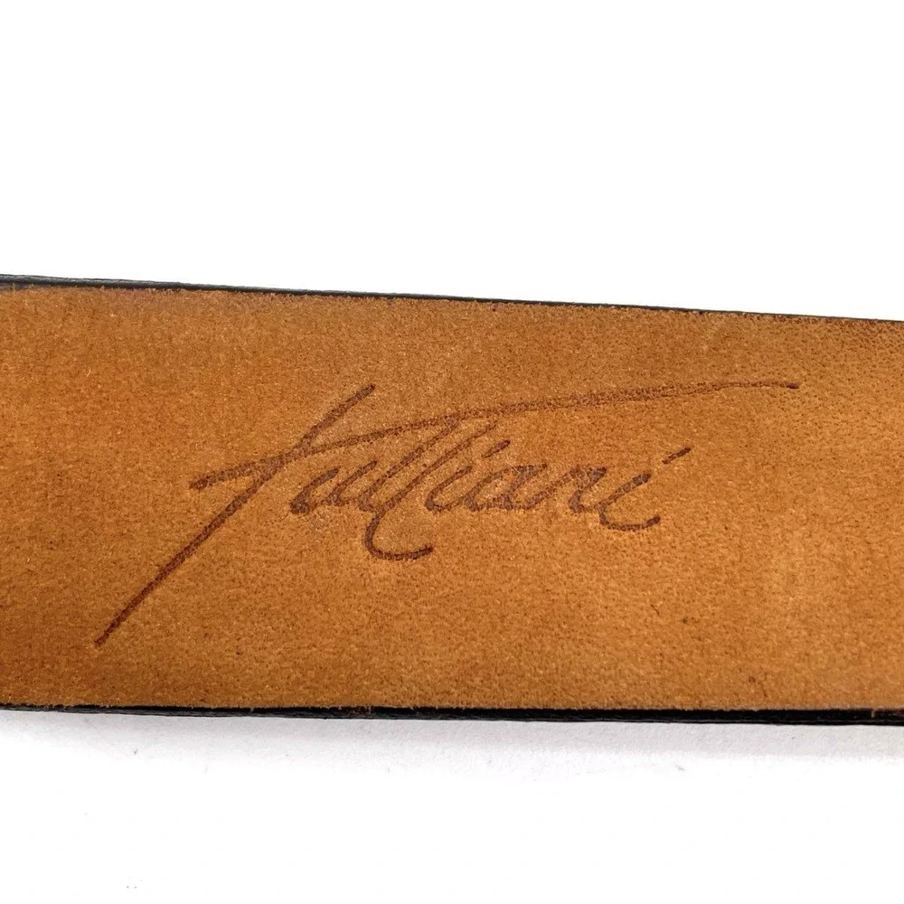 VTG Tulliani Brown Calfskin Croc Leather Belt 40 Handcrafted Western Exotic Men